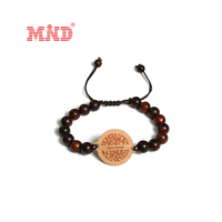 Bracelet de perles en bois RFID personnalisé Bracelet tissé à puce NFC