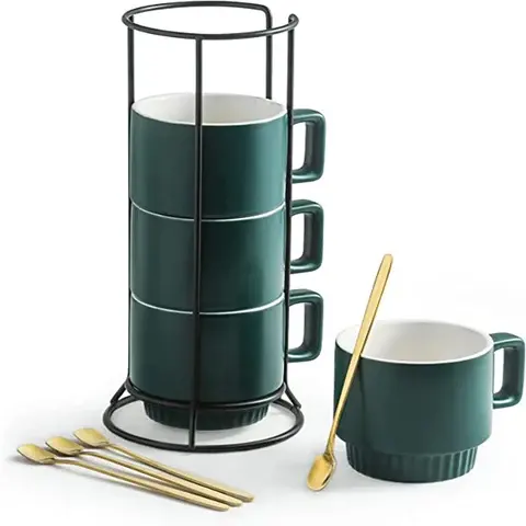 Commercio all'ingrosso creativo semplice casa tinta unita impilato tazza d'acqua colazione tazza di latte tazze da caffè magiche in ceramica