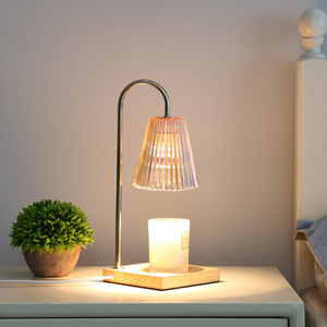 Brûleur à Cire Fondante Électrique Sans Fumée en Bois et Métal, Lampe Chauffe-Cire Parfumée à Changement de Couleur, Minuteur Réglable, USB - Product Image 1