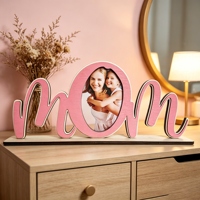 Cadre photo en bois personnalisé OEM ODM avec inscription MOM, souvenir pour la fête des mères, décoration pour le salon, cadeau pour maman