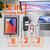 Protecteur de surtension multiprise 8 prises ca 4 ports USB C listés UL rallonge murale de bureau pour le bureau à domicile américain