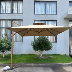 Sombrilla Grande <span class=keywords><strong>Roma</strong></span> Uplion, Sombrilla Doble para Jardín y Patio, Poste Lateral de Aluminio con Manivela, Base Cruzada, Protección UV e Impermeable - Product Image 3