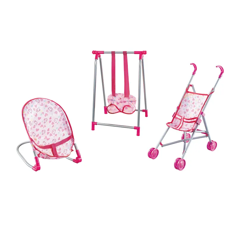 3 in 1 toys doll swing rocking plastic chair stroller baby doll care set