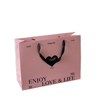 Sacs shopping en papier rose de luxe avec logo personnalisé et poignées en ruban, emballages cadeaux haut de gamme pour boutiques, vente en gros