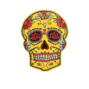 Ingrosso Distintivo Ricamato con Teschio e Fiori del Giorno dei Morti, Applicazione Termoadesiva Personalizzata con Rosa, per Giacca, Borsa, Cappello, Fai da Te, Stile Messicano - Product Image 4