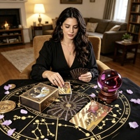Ensemble complet de cartes de tarot en feuille d'or avec nappe, cartes de tarot en feuille d'or imperméables, jeu de table imprimé en couleur, plusieurs styles