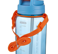 Meilleures ventes bouteilles d'eau en plastique avec marquage de temps et paille bouteille d'eau Tritan d'hydratation de maintien 1,5l 1500 ml