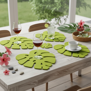 Set di 4 fogli di vetro con tovaglietta eco-friendly in feltro di poliestere tropicale linea-scatola di 240 Logo Laserable uso cucina per la casa - Product Image 3