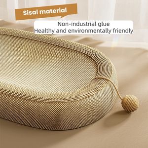 Grand <span class=keywords><strong>lit</strong></span> grattoir pour chat en sisal, forme ovale, canapé-<span class=keywords><strong>lit</strong></span> pour chat, nid respirant et rafraîchissant avec balle jouet pour chats d'intérieur - Product Image 4