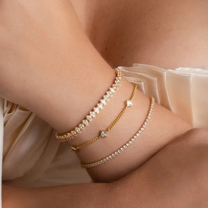 IGI Chứng Nhận Cvd Hpht Phòng Thí Nghiệm Grown Tạo Ra Kim Cương Tennis Vòng Đeo Tay 10K 14K 18K Rắn Vàng Cho Phụ Nữ Người Đàn Ông 2Mm 3Mm 4Mm Tennis Chuỗi - Product Image 2