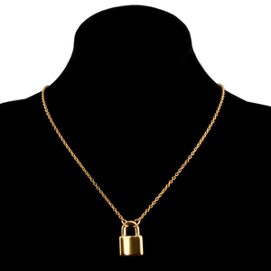 <span class=keywords><strong>Cadena</strong></span> minimalista <span class=keywords><strong>de</strong></span> acero inoxidable chapado en oro <span class=keywords><strong>de</strong></span> 18K con <span class=keywords><strong>candado</strong></span>, collar con colgante, para mujeres y niñas - Product Image 6