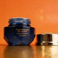 Ensemble de flacons de soin de la peau personnalisés de qualité supérieure 30 50G Verre dégradé bleu foncé Bouchon doré Base taillée en diamant Emballage de sérum facial de luxe