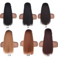 Queue de cheval Yaki Kinky Straight à cordon de serrage - Extension de cheveux synthétiques moelleuse et réglable avec texture tressée, résistante à la chaleur