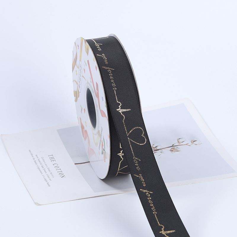 [Negro] corazón bronceado 2,5 cm * 36 yardas/rollo