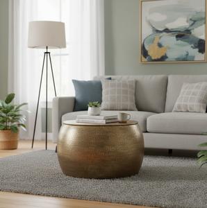 Mesa de Centro Contemporánea de Acero Inoxidable, Diseño Moderno y Minimalista, Estructura de Metal Pulido, Mesa Resistente para Sala de Estar - Product Image 3