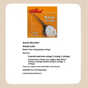Alice Professional Advanced 4-String <span class=keywords><strong>Banjo</strong></span> String Set Alambre de acero antioxidante con accesorios Nuevo DISEÑO DE Alice - Product Image 2