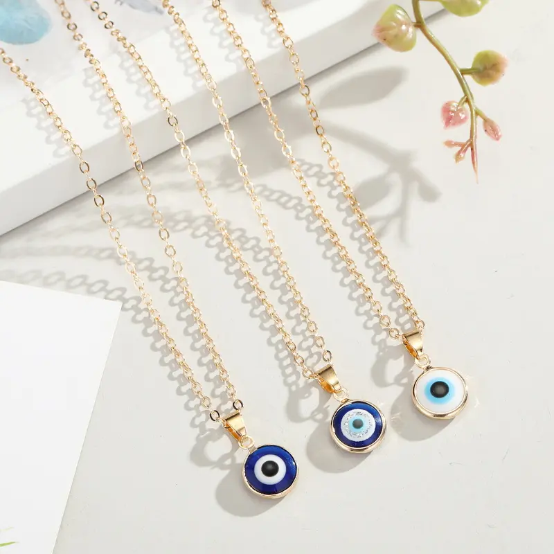 Hot Sale Trendy Gold Plated Devil Eyes Necklace Blue Evil Eyes Necklace Pendant For Women 2021