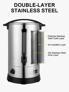 Cafetière à percolation en acier inoxydable de qualité commerciale 12L, distributeur d'eau chaude pour la restauration - Product Image 6