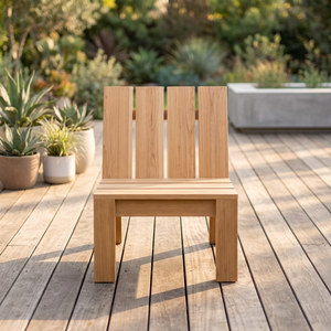 Sillón Moderno de Madera de Teca sin Brazos con Respaldo de Listones Gruesos - Product Image 2
