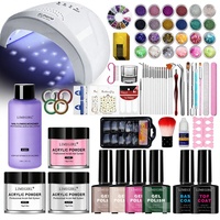 Kit complet d'outils d'extension d'ongles transfrontalier avec cristaux et liquides, lampe UV/LED et poudre de bijoux, personnalisable avec logo