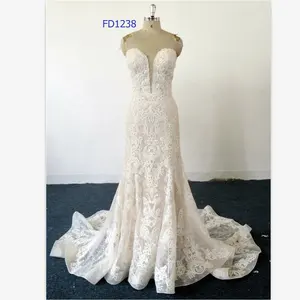 Abito da donna su misura sirena/tromba con scollo a V Sexy elegante abito da sposa abito da sposa - Product Image 1