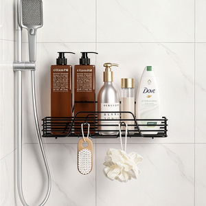 Stylish Large‑Size Black 201 Stainless Steel Bathroom <b>Caddy</b> Shelf for <b>Shower</b> Sundry Item Arrangement - Product Image 3