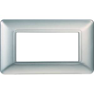 Piastra in plastica argentata a 4 Slot per interruttori a parete serie solare compatibile con Matix - Product Image 1