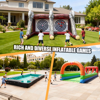 Juego de Lanzamiento de Hacha Inflable con Doble Puerta y Soplador de Aire para Fiestas y Eventos, Gran Venta