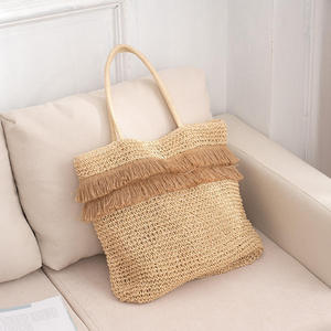 <span class=keywords><strong>Borsa</strong></span> tote da donna in carta intrecciata con frange e nappe, <span class=keywords><strong>borsa</strong></span> a tracolla in rafia naturale, <span class=keywords><strong>borsa</strong></span> estiva bohémien - Product Image 3