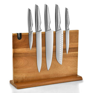 Hollow Handle Chef Kitchen <b>Knife</b> Set Stainless Steel Kitchen <b>Knife</b> Set with Wooden Magnetic Block Built‑in <b>Sharpener</b> - Product Image 1