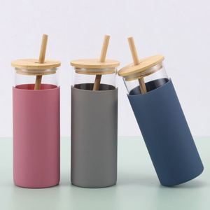 Ywjc - Vasos de Vidrio de Borosilicato Más Vendidos, Botella de Agua con Tapa de Bambú y Pajita - Product Image 3