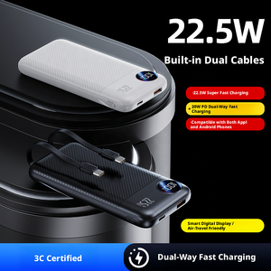 Batterie externe de haute qualité avec logo personnalisé, <span class=keywords><strong>20000</strong></span> <span class=keywords><strong>mAh</strong></span>, PD22.5W, charge rapide, affichage numérique, avec deux câbles - Product Image 4