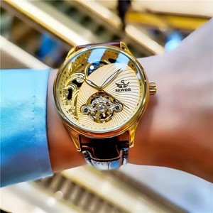 Reloj Mecánico Original SEWOR <span class=keywords><strong>1923</strong></span> para Hombre, con Tourbillon Visible, Correa de Cuero, Resistente al Agua, Clásico de Primera Marca - Product Image 4