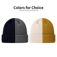 Bonnet côtelé bicolore avec revers et logo personnalisé OEM en gros