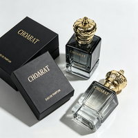 Emballage de flacon de parfum vide carré noir de conception unique de qualité supérieure personnalisé 30ml 50ml 100ml Flacon de parfum en verre de luxe avec boîte