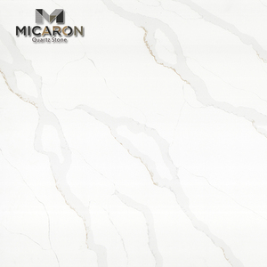Dalle de quartz Calacatta Gold de luxe pour îlot de cuisine avec cascade, veinage spectaculaire, finition polie haute brillance, pierre artificielle - Product Image 2