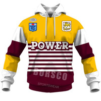 Queensland Origin Series Sweat à capuche en jersey de rugby à manches longues respirant tricoté pour polo avec capuche confortable