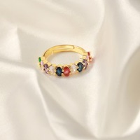 Bague unisexe tendance en laiton plaqué or 18 carats avec pierres précieuses multicolores, style bohème, pour mariage, anniversaire, fête ou usage quotidien