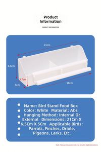 Comedero Rectangular Ecológico de Plástico para Loros y Pájaros - Tazón Colgante para Comida con Accesorios para Jaulas - Product Image 6