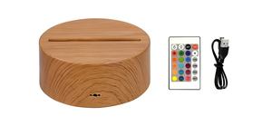 Base lumineuse en bois 3D avec télécommande, câble de charge, 7 couleurs réglables, lampe de nuit LED pour décoration acrylique - Product Image 6