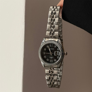 Montre à quartz <span class=keywords><strong>pour</strong></span> femme, cadran étoilé scintillant d'inspiration vintage, bracelet en alliage doré, <span class=keywords><strong>lunette</strong></span> cannelée, date - Product Image 6