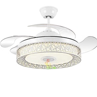 2004S Ventilador De Techo Con Luz LED 36W DC Altavoz 3tonalidades Con Memoria Aspas Retractiles 6velocidades Control Remoto