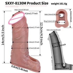 Funda de silicona SXXY para pene con extremo abierto, cubierta para pene, alargador de pene, retrasa la eyaculación, dildo hueco, cubierta para pene - Product Image 2