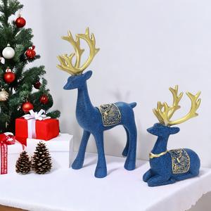 Escultura de Resina Epoxi Creativa con Diseño Abstracto de Pareja de Ciervos Navideños Chinos, Decoración para el Hogar, Librería, Porche, Regalo de Inauguración de Casa, Regalo Navideño - Product Image 1