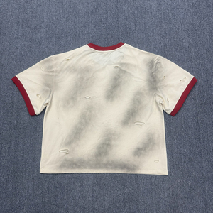 <span class=keywords><strong>Camisetas</strong></span> de <span class=keywords><strong>Hombre</strong></span> de Algodón 100% de Alta Calidad, Cuello Redondo, Color Beige, Impresión DTG Personalizada, Estilo Holgado y Desgastado - Product Image 2