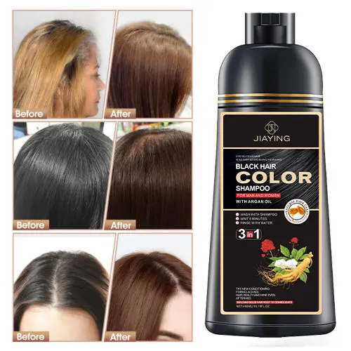 Shampooing de couleur de cheveux 500ml couvre parfaitement les cheveux anti-gris