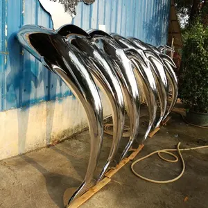 현대 돌고래 스테인레스 스틸 추상 조각 예술 야외 장식용 돌고래 조각