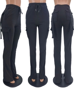 Conyson New Design Cargo Pant Ladies Casual Drawstring <strong>Split</strong> <strong>Trouser</strong> Woman Clothes Polyester Pants With Pocket Women <strong>Trousers</strong> - Product Image 5