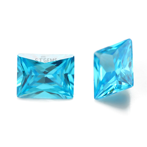 Gemas sintéticas de 2x3mm, azul pálido, 6A, rectángulo, corte princesa, Aqua Blue, Circonia cúbica - Product Image 2