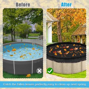 Couverture de piscine en filet à feuilles VECTUS de 30 pieds, filet de sécurité d'hiver en maille enduite de PVC, coupe-vent et imperméable pour piscines au sol, empêche les feuilles de passer - Product Image 3